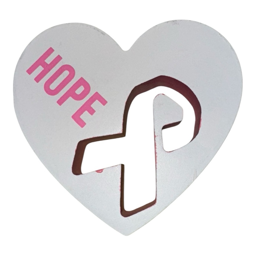 Hope Heart Wooden Decor - Pink Ribbon Cancer Survivor Inspiration